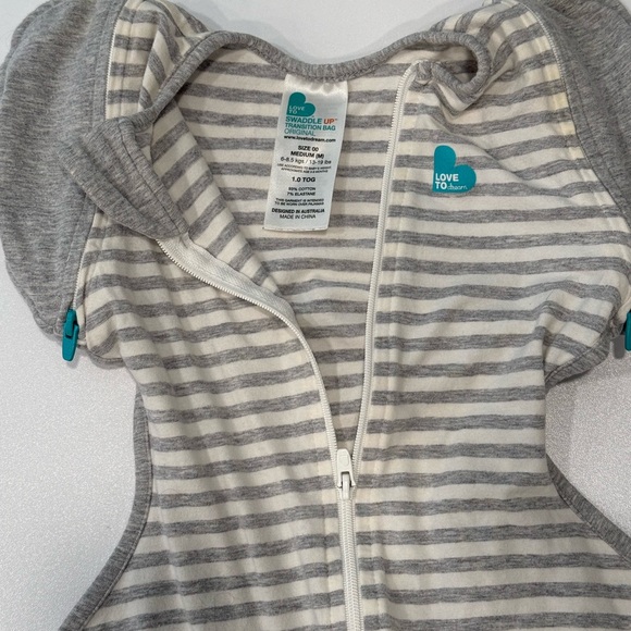 Love to Dream Gray and White Striped Sleep Sack - Picture 3 of 3